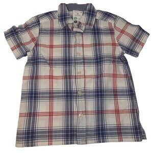 Osh Kosh B'gosh White Blue Red Plaid Button Down Shirt Toddler Boy 2T NEW